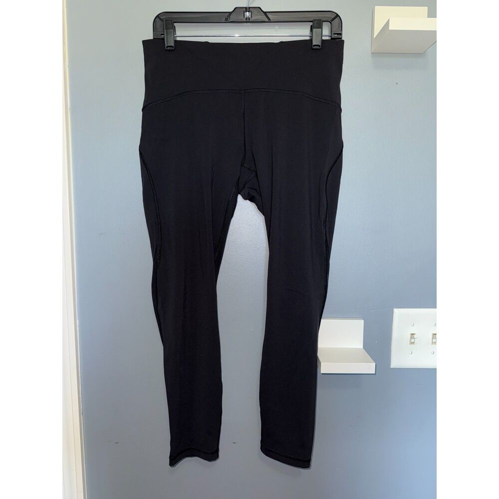 Lululemon Train Times 7/8 High Waisted Black Leggings W/Mesh Panel | Size 10